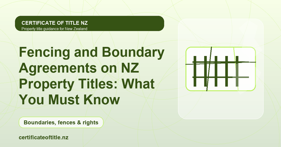 Fencing and Boundary Agreements on NZ Property Titles: What You Must Know