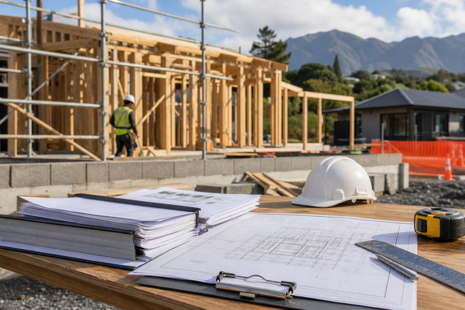 New Zealand building site with compliance documents
