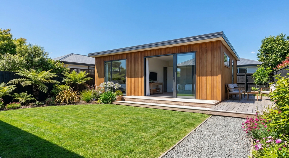 New Zealand granny flat minor dwelling in residential backyard