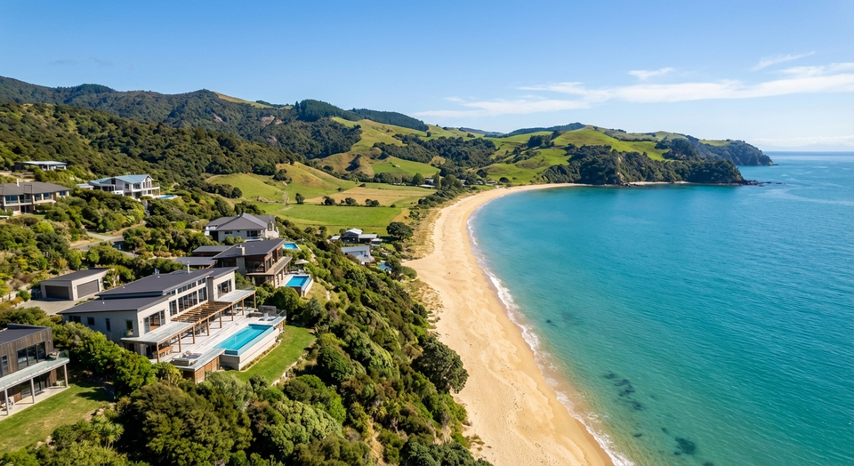 Nelson coastline aerial view - property title search guide